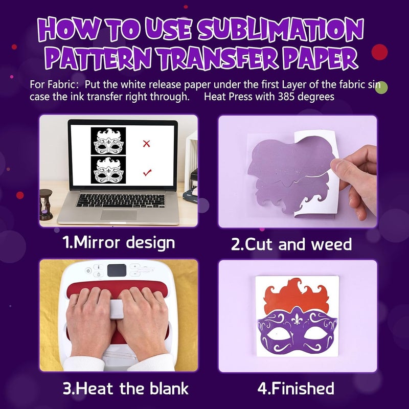 Tintnut Mardi Gras Solid Color Sublimation Transfer Paper- 16 Sheets 12inchesx10inches Solid Color Shrove Tuesday Sublimation Transfer Paper Bundle for DIY Mugs, Tumblers, Key Chain, T-Shirtstte - Image 4